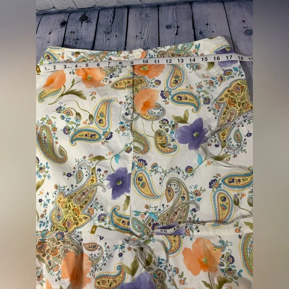 STO Susquehanna Trail Floral Retro Cottagecore Lightweight Cotton Skirt Size 12